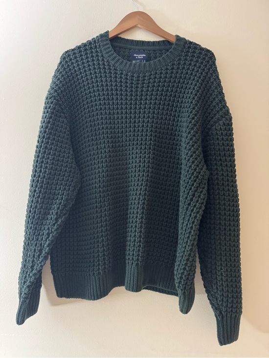 Abercrombie & Fitch Sweaters - Abercrombie & Fitch Forest Green Waffle Knit Crewneck Sweater